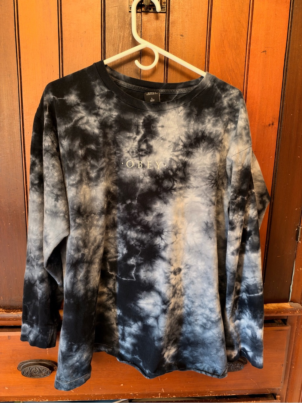 Obey Men Tie-Dye Long-Sleeve Tee - Black & Gray